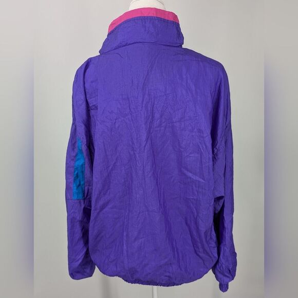 Vintage 90s Bocco Purple Pink Blue Zip-Up Collared Track Jacket Windbreaker XL - Picture 5 of 8
